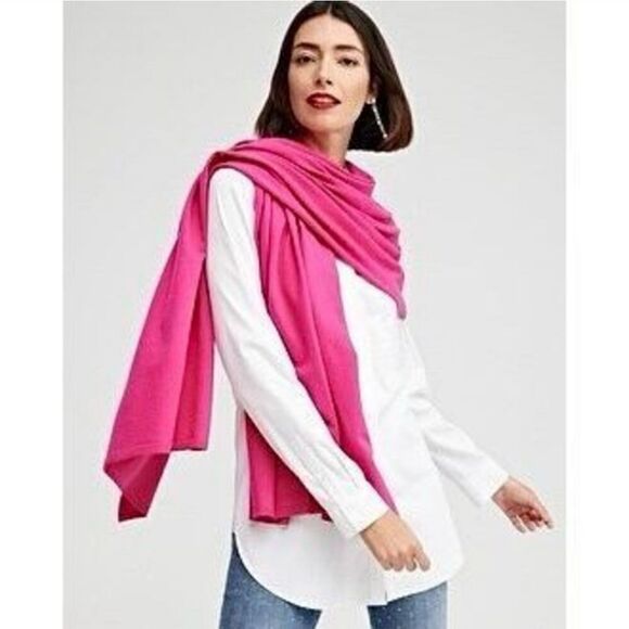 Chicos 4 Way Travel Wrap Cape in Reversible Pink One Size Fits Most - Picture 4 of 16
